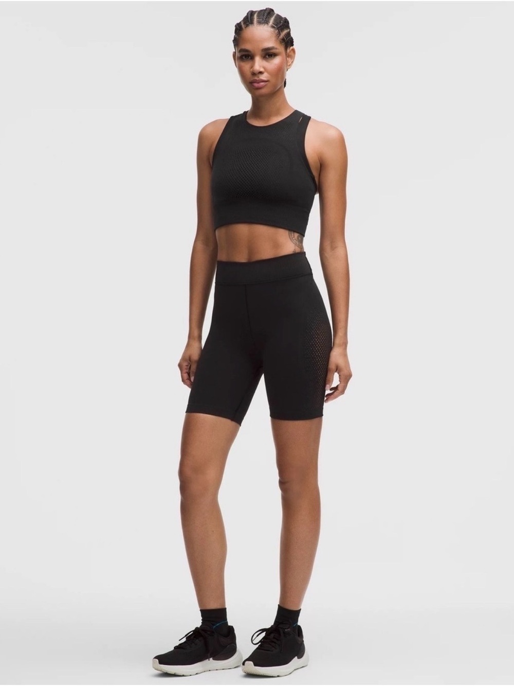 Lululemon Black Women’s High-Rise reveal knit SLSHN collab Bike Shorts